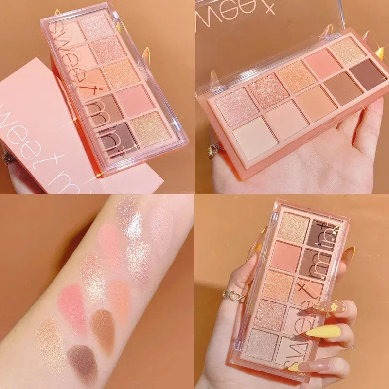 10 Colors Eye Shadow Palette Glitter Pearly Eyeshadow Nude Shiny Long Lasting Waterproof Charming Eyes Make Up Palette Cosmetics