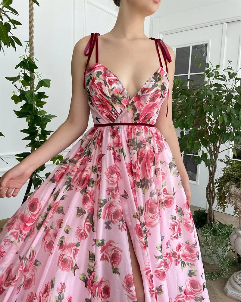 2024 New Vintage Printed Long Dress Sexy Tank Dress Beach Casual Vacation For Women Fashionable Sleeveless Design
