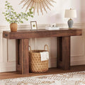 63" Entryway Console Table with Power Outlet, Rustic Brown Wooden Narrow Sofa Table for Hallway Foyer Living Room, Customized