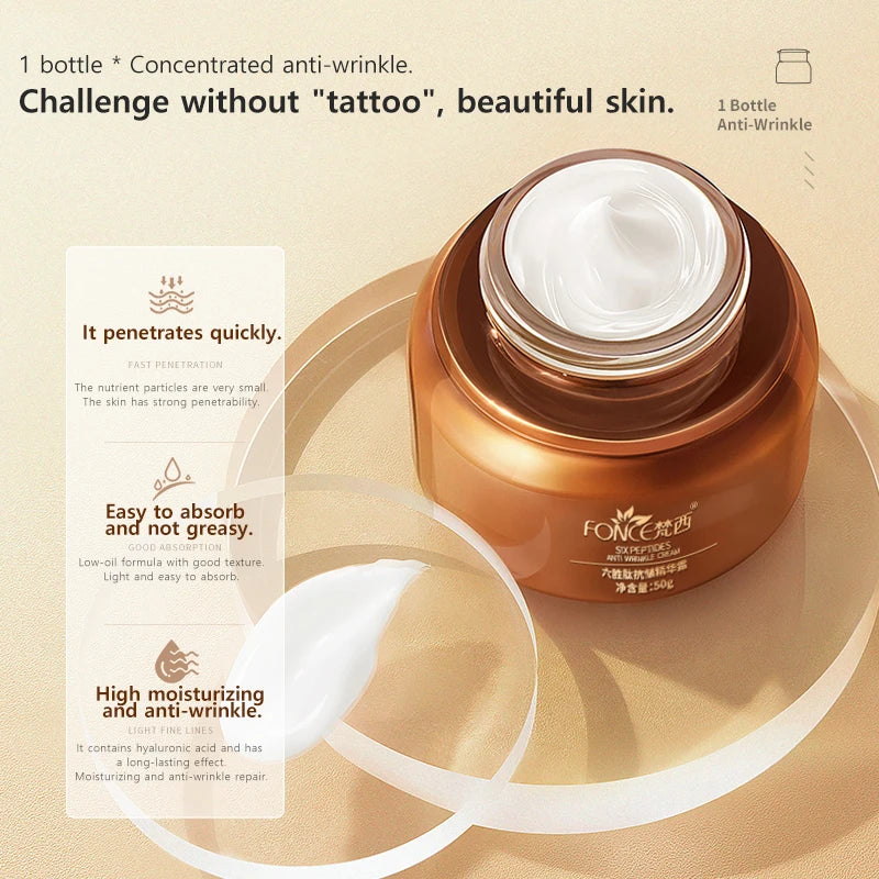 5Pcs Fonce Hexapeptide Firming Anti-Aging Beauty Set Contains Facial Cleanser Serum Toner Anti-Wrinkle Cream Women'S Face Care Kit