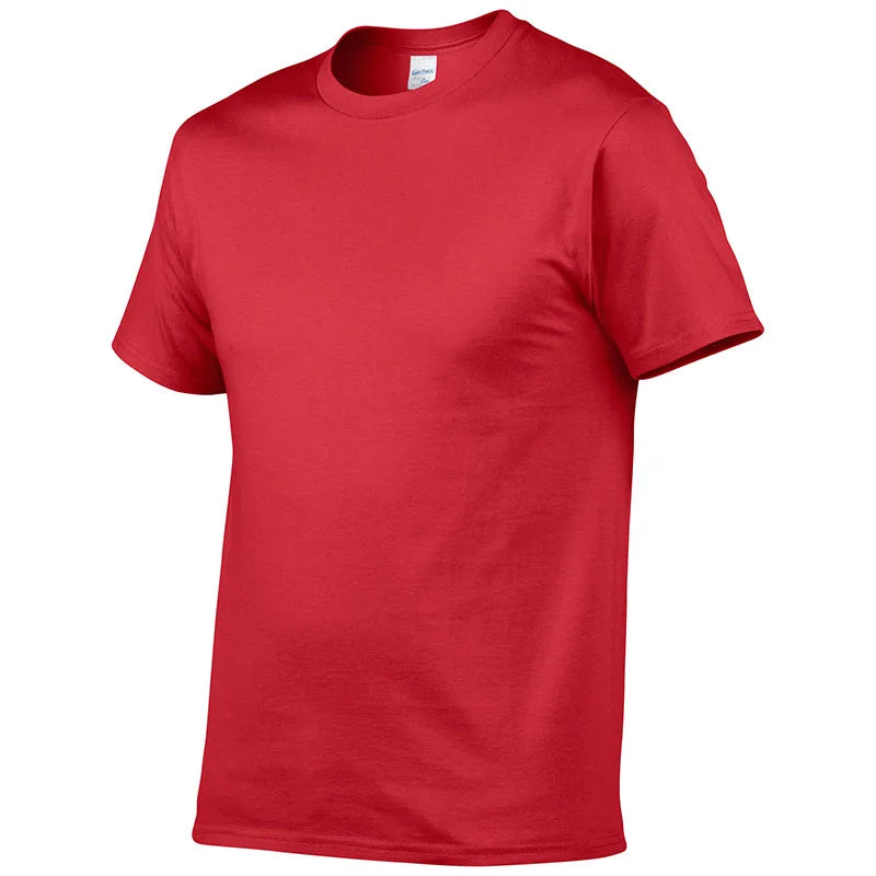 Summer Style High Quality 100% Cotton Solid Color T Shirt Men Pure Color Tees Brand Short Sleeve T-Shirt Male Clothing