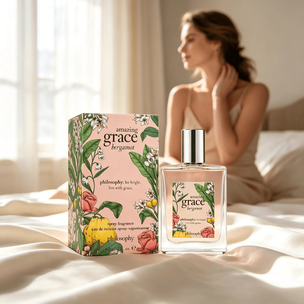 Authentic Philosophy Amazing Grace Bergamot Eau De Toilette 4 oz (120ml), Refreshing Bright Citrus‑Floral Women Perfume Spray, Gentle Light Long‑Lasting Fragrance for Everyday Use