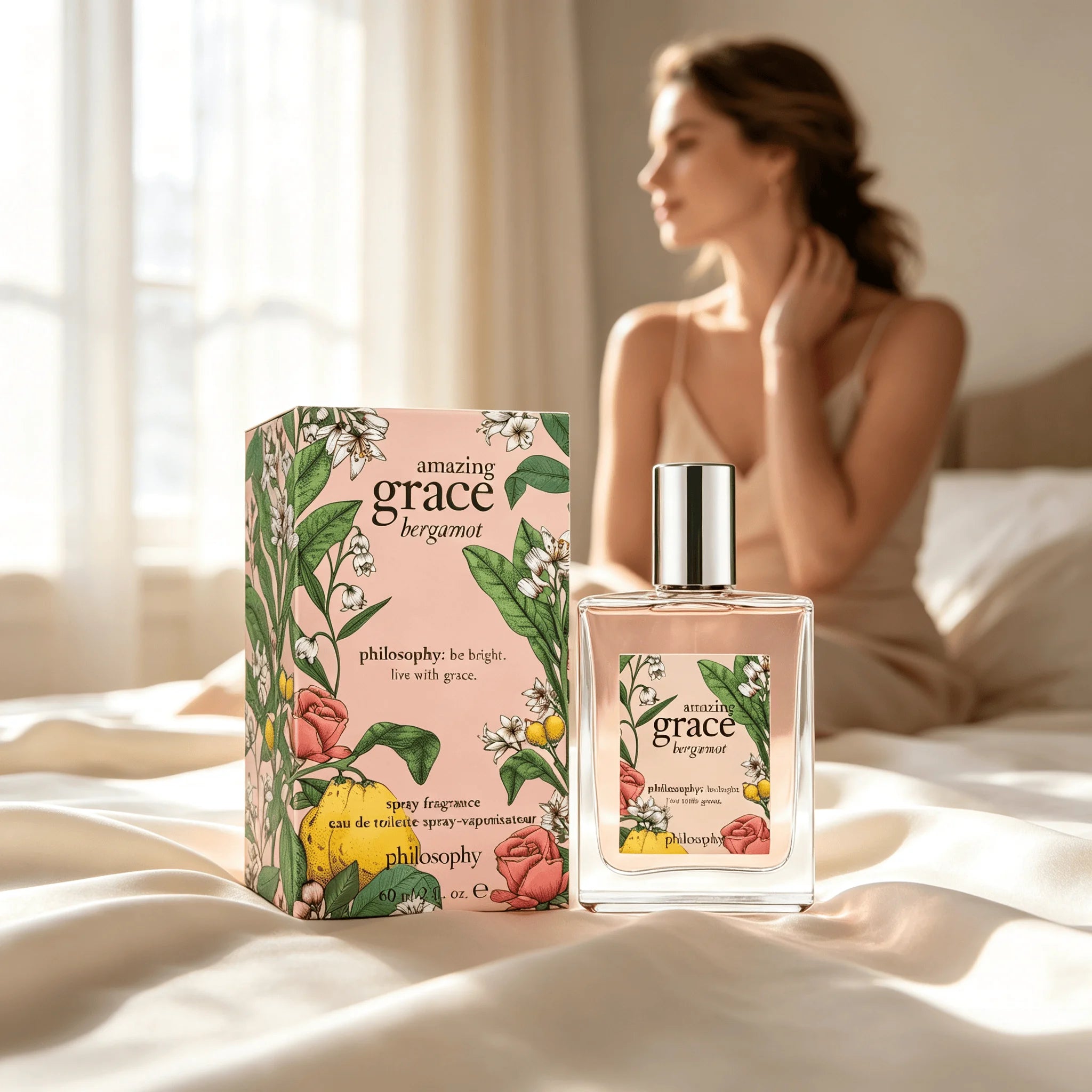 Authentic Philosophy Amazing Grace Bergamot Eau De Toilette 4 oz (120ml), Refreshing Bright Citrus‑Floral Women Perfume Spray, Gentle Light Long‑Lasting Fragrance for Everyday Use