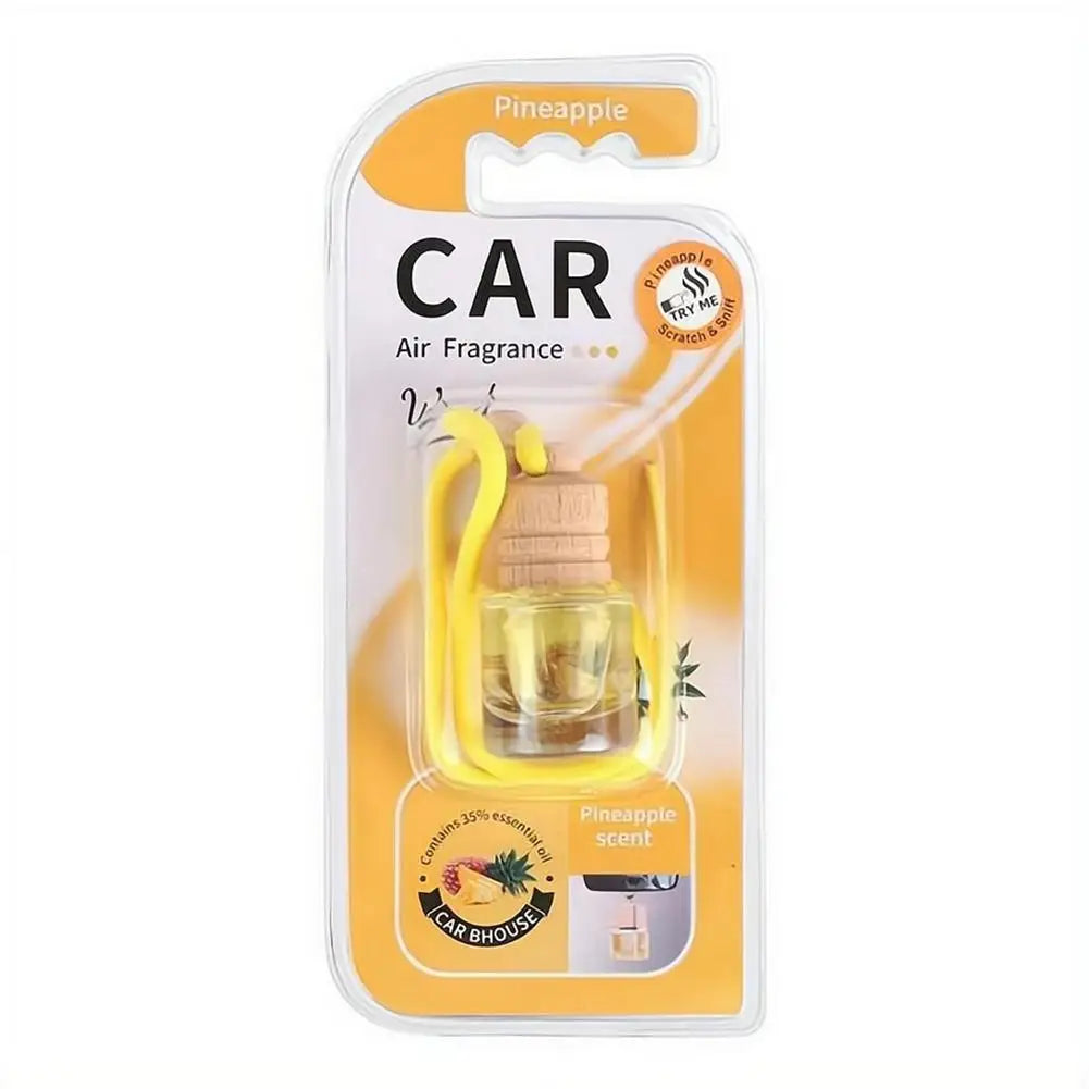 Hanging Car Air Freshener Refillable Glass Bottle Wooden Cap Essential Oil Diffuser Pendant Long Lasting Auto Perfume Ornament