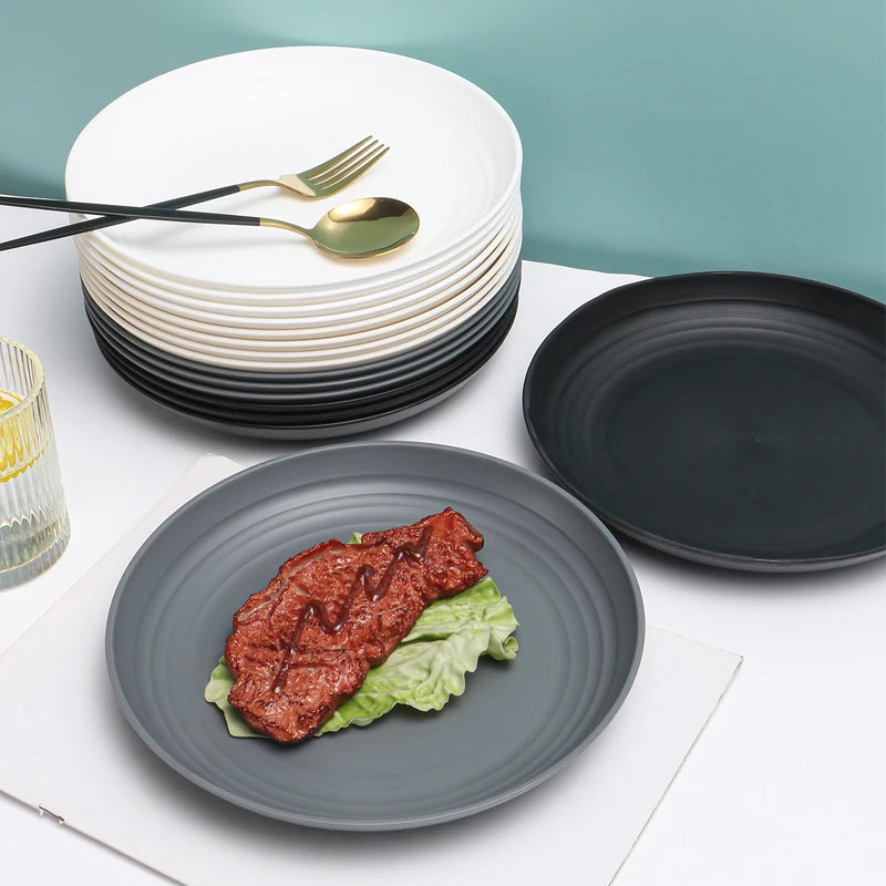 4/16pcs Plastic Plates (9 Inches in Diameter) Are Reusable and Suitable for Home Kitchens for Snacks, Desserts