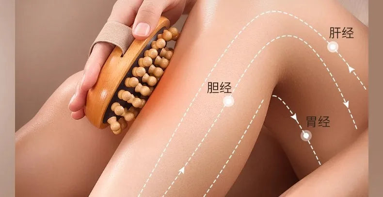 Home massage comb, beech wood meridian brush, universal for the whole body to clear meridians, abdominal and leg massage device