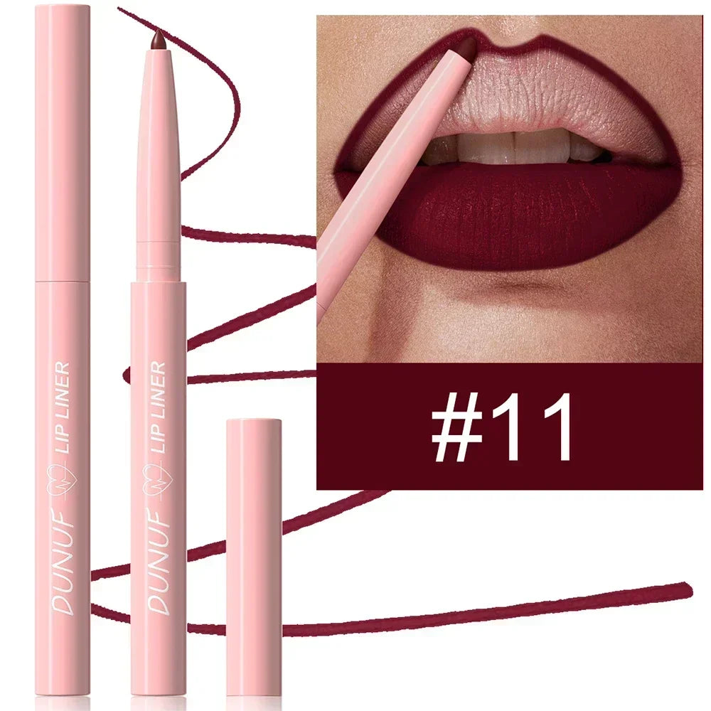 Dunuf 12 Color Velvet Matte Lip Liner Pencil Waterproof for Precise Lip Contour Nude Pink Set for Makeup Lovers