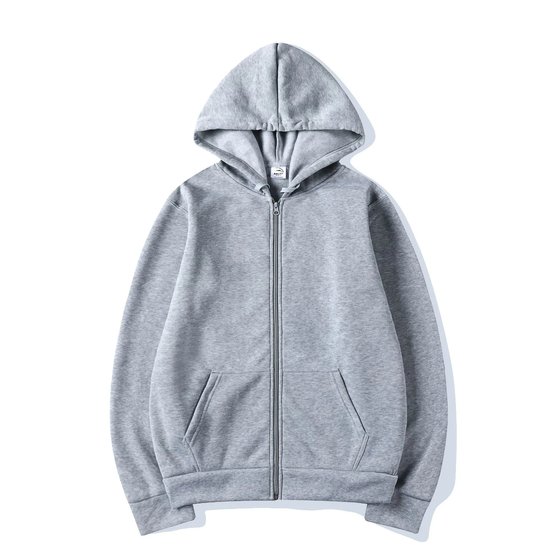 2026 Trendy Fashion Sportswear Coat Front Pocket Warm Zipper Jacket Men's and Women's Autumn/Winter Solid Color Open Hoodie