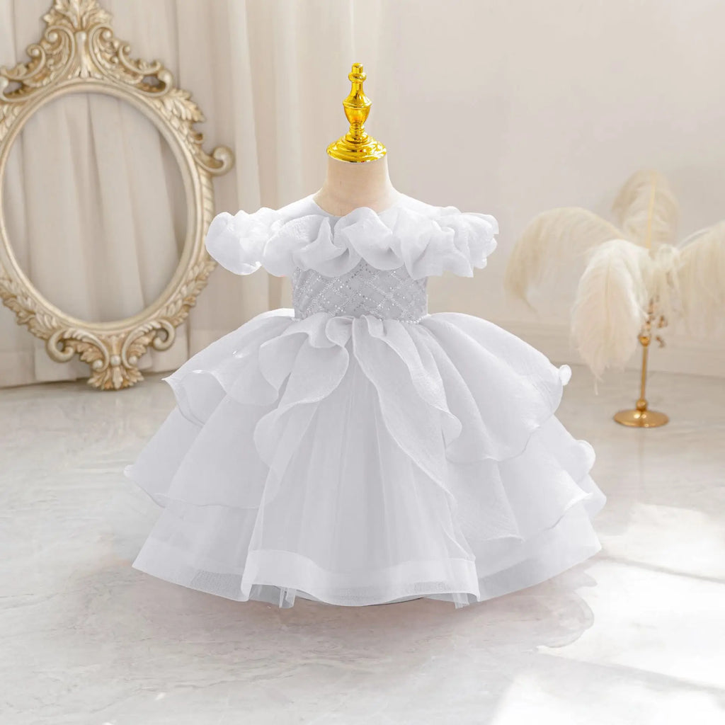 HETISO New Kids Girl Princess Dress Baby First Communion Ceremony Wedding Party Ball Gown Sequined Layered Tutu Clothes