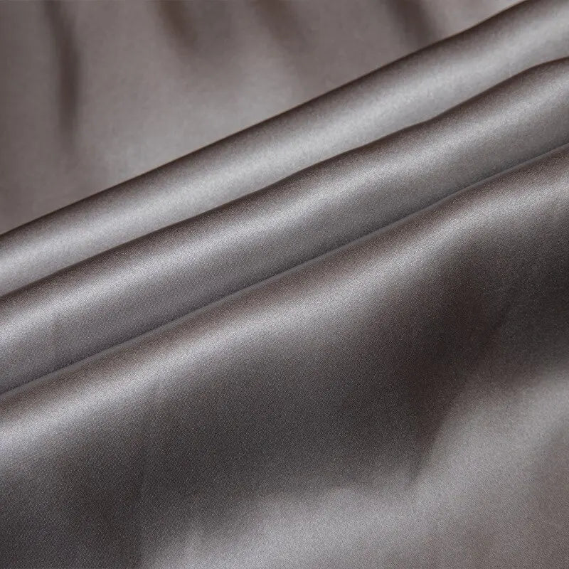 Loose 100%Silk Short Sleeve Nightgown, Summer Medium-long Satin Sleepwear Woman