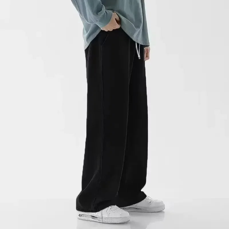 2026 New Streetwear Loose Jeans Men Korean Style Fashion Loose Straight Wide Leg Pants Men's Brand Clothing Black Light Blue