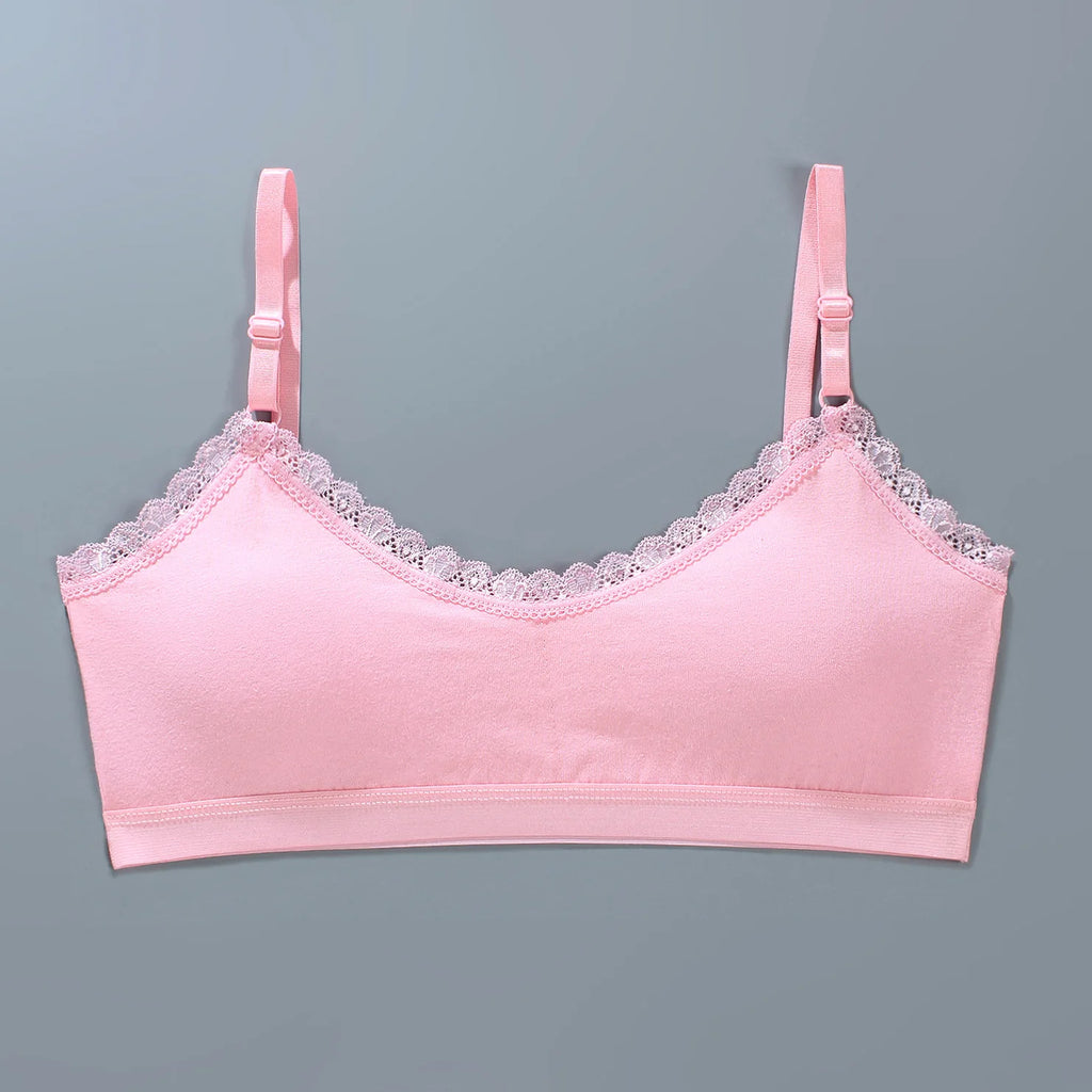 1/3PCS Girls Lace Bras Children Breathable Underwear Kids Tube Tops Soft Cotton-padded Teens Youth Girls Washable Bras Camisoles