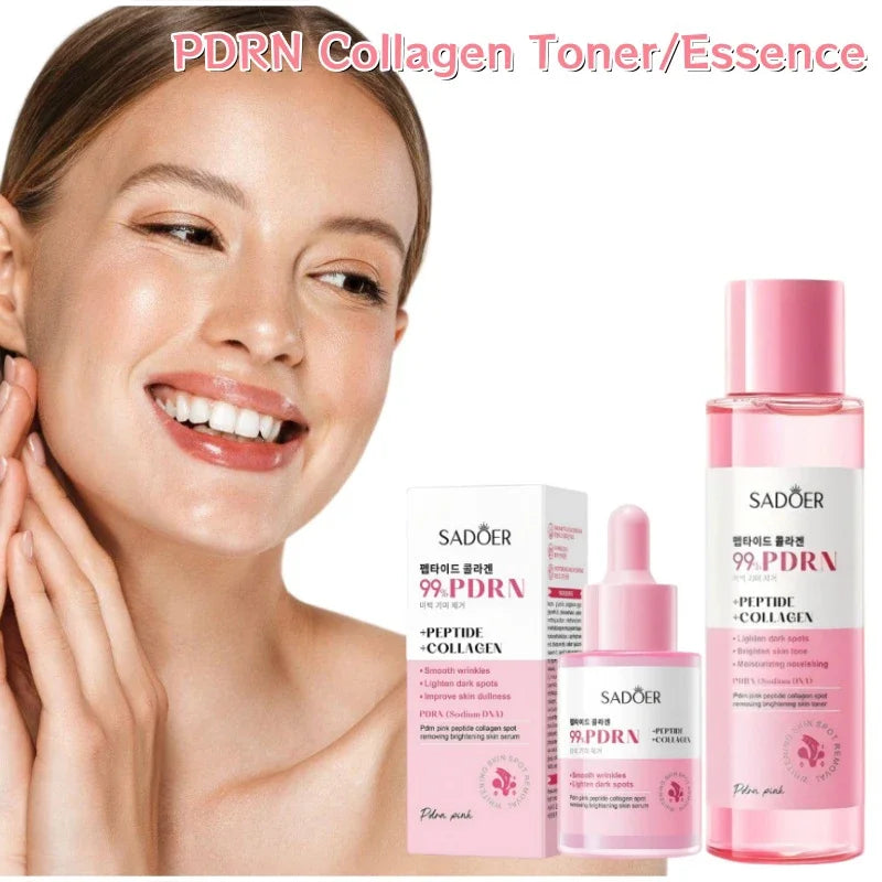 Pink PDRN Collagen Rich Essence With Peptides Salmon Moisturizing Toner,Refreshing Non-sticky Skin Care Serum For All Skin Types