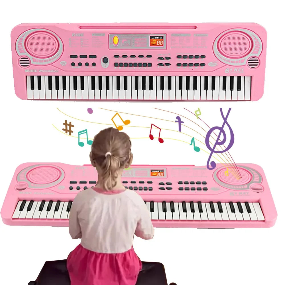Kids Electronic Piano Keyboard Portable 61 Keys Organ with Microphone Education Toys Musical Instrument Gift for Child Beginner