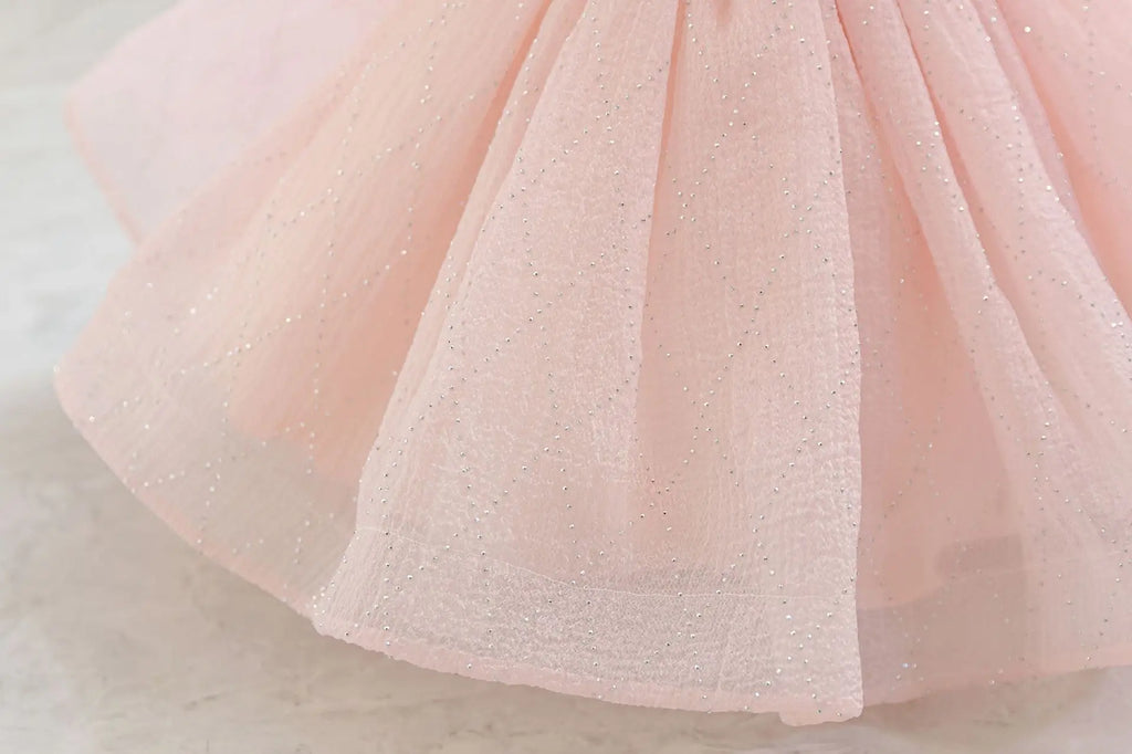 HETISO Flower Girls Princess Dress Beaded Kids Ball Gown for Wedding Child Birthday Party Custom 1-4 Years