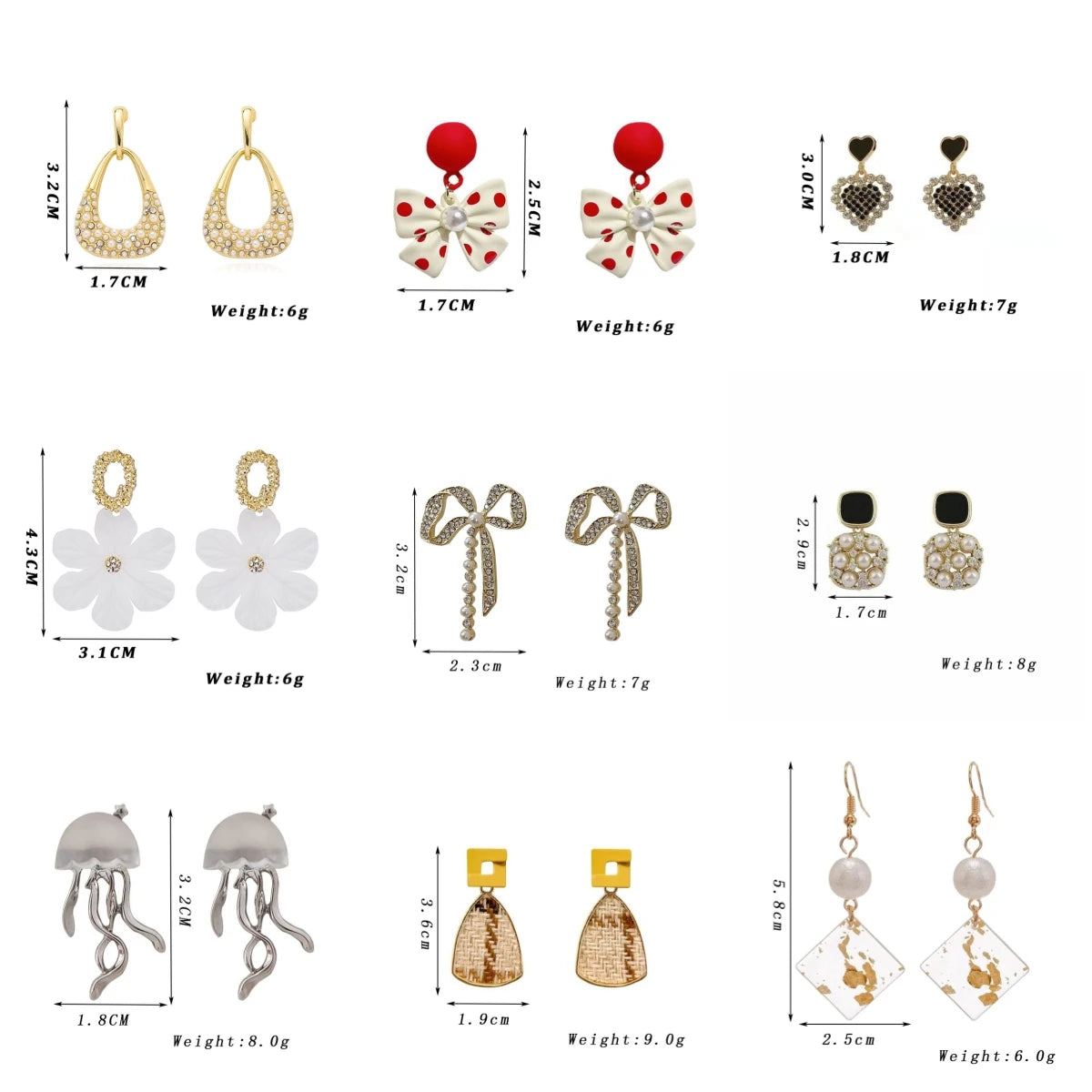 Drop Earrings For Women'S White Flower Heart Crystal Bow Round Circle Long Pearl Dangle Earrings Geometry Statement Jewelry
