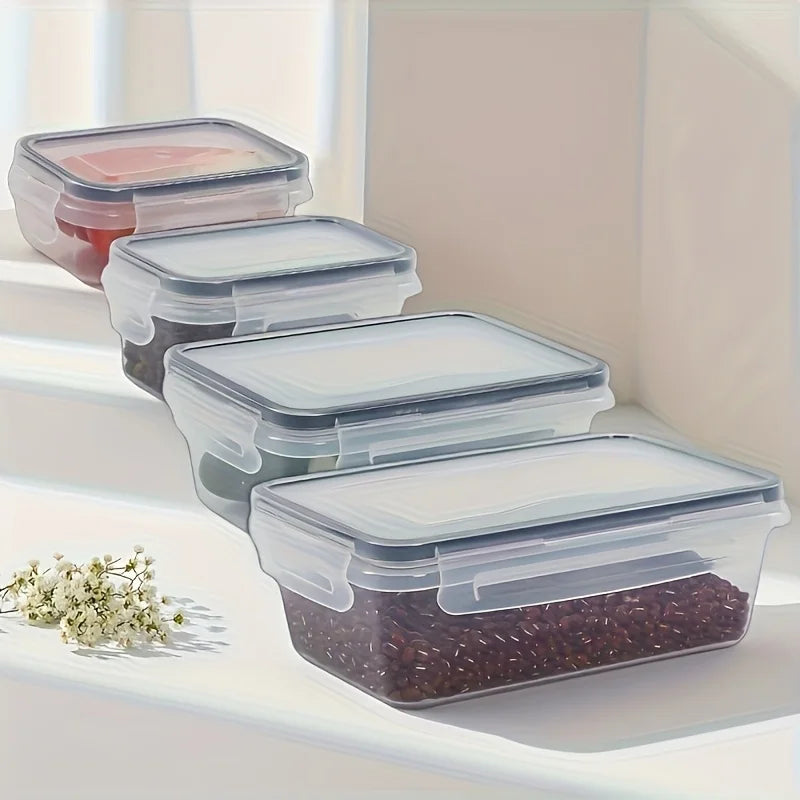 Juego de Recipientes Transparentes para Alimentos - Apto para Microondas, Fiambrera Multifuncional de Plástico con Tapa + 24 Etiquetas de Pizarra