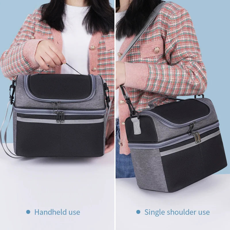 Bolsa de almuerzo de pana con aislamiento térmico, lonchera, bolso de mano, multifuncional, para niños, escuela, enfriador, bolsa de picnic, bolsa de comida