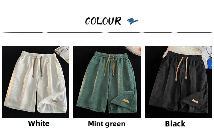 Ice Silk Casual Shorts Unisex Thin American Style Quick Dry Loose Large Size Beach Five-Quarter Pants Summer Lightweight Comfort