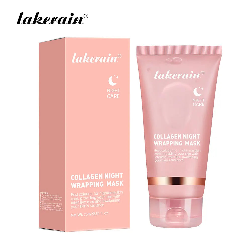 Collagen Overnight Wrapping Peel Off Facial Mask, Korean Collagen Night Wrapping Mask Deeply Hydrates Night Care Mask Cream 75ml