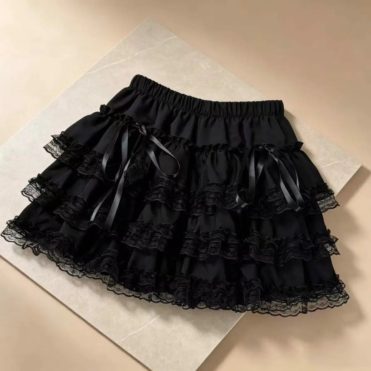Y2K Black White Print Mini Skirt Women Slim Design Ruffle Layered A Line Skirt Elastic Waist Harajuku Pleated Short Piano Skirts