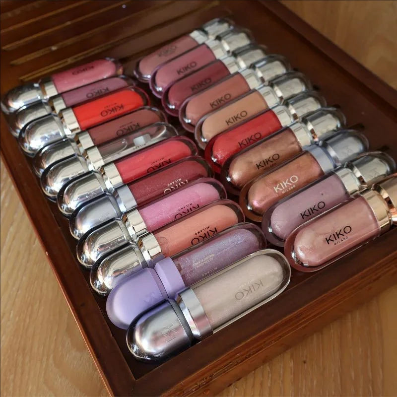 Kiko Makeup 3D Hydra LipGloss Non-fading Waterproof Blusher Moisturize Shimmer Makeup Lip Gloss Lipstick Brun Pearly Mauve Liner