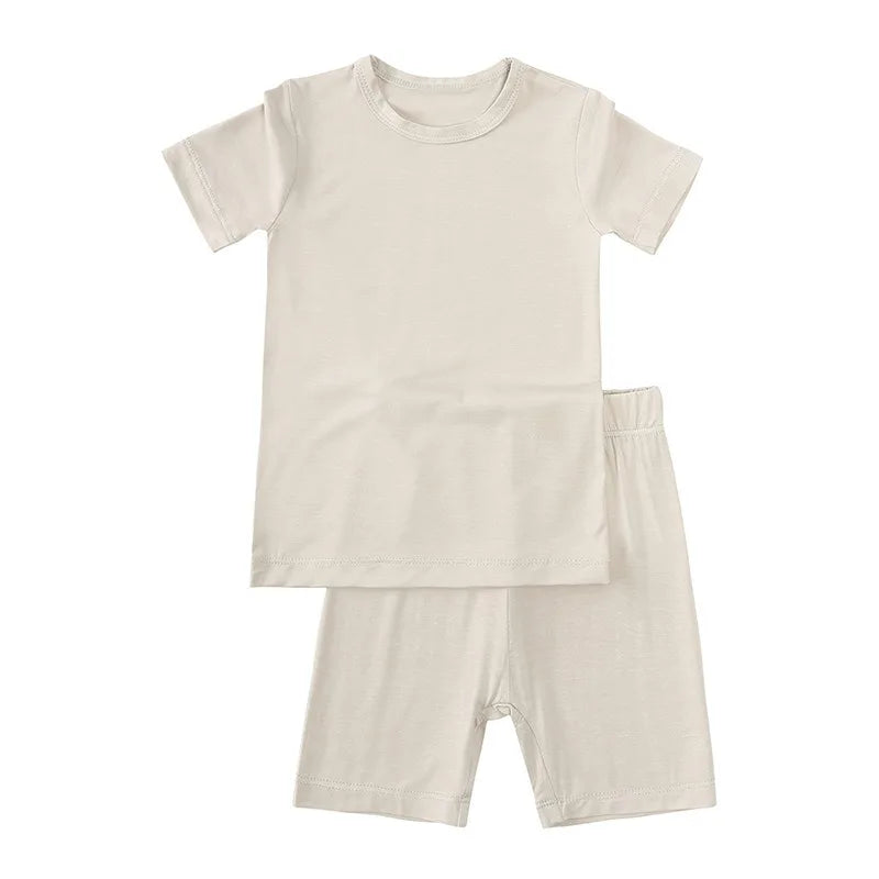 2-Piece Children's Bamboo Fiber Short-Sleeve Shorts Set - Pink