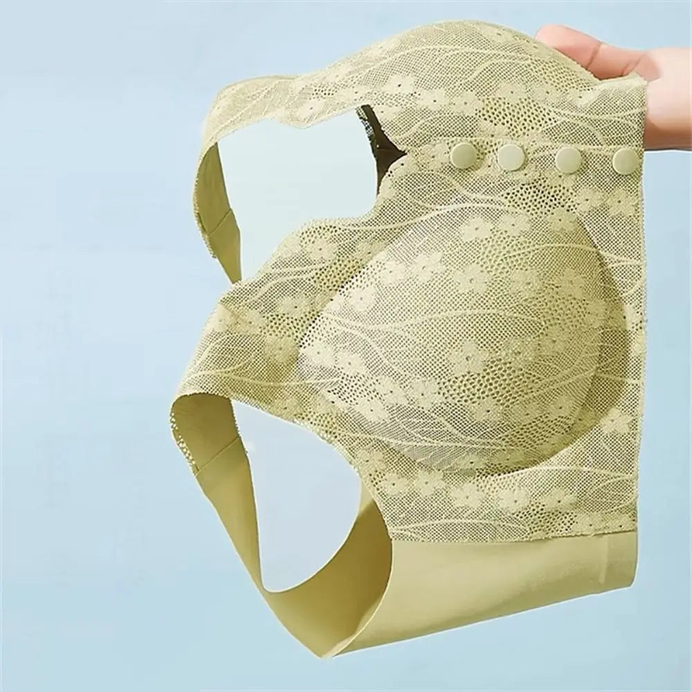 Without Steel Ring Sexy Lace Underwear Comfortable Thin Tank Top Bra Wireless Floral Printed Bras for Older Women Seniors