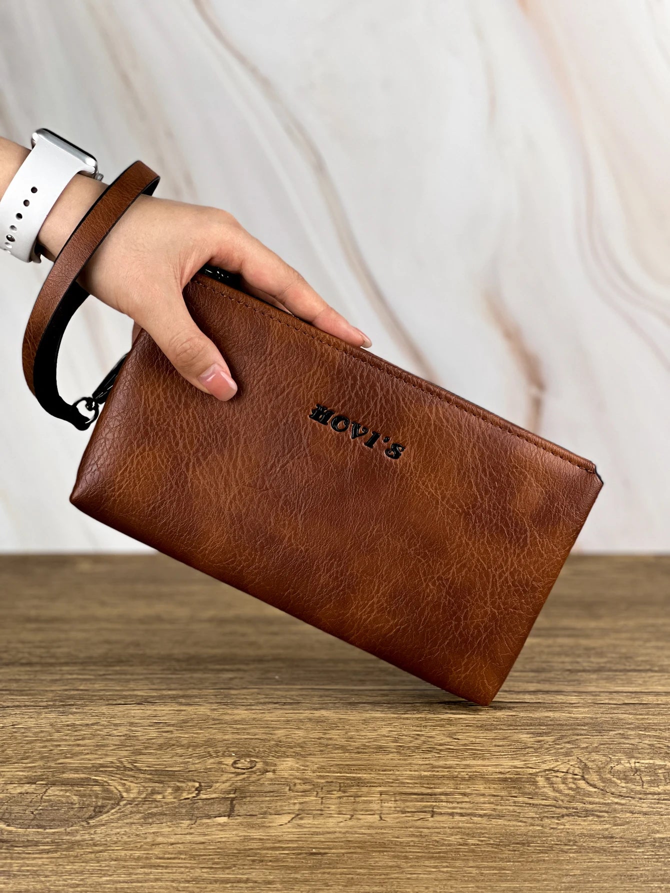 Fashion Simple Retro Men's Clutch Bag Wallet Business Large Capacity Clutch Bag Double Compartment Zipper Long Wallet Clutch Bag