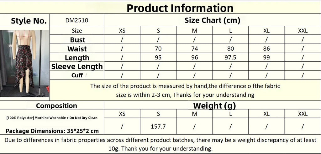 Ladies Floral High Waist Asymmetrical Hem Mid-Length Split Skirt Casual Holiday Fashion Spring Summer Polyester Fabric Elegan...