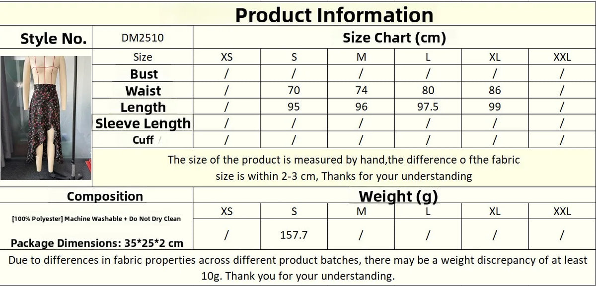 Ladies Floral High Waist Asymmetrical Hem Mid-Length Split Skirt Casual Holiday Fashion Spring Summer Polyester Fabric Elegan...