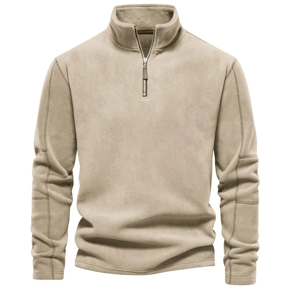 Men's Half-Zip Fleece Pullover - Long Sleeve Business Casual Shirt