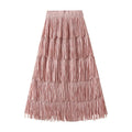 Luxury Multi Solid Colors Pleated Skirt for Women's Large Hem Folds A-line Skirts Female 2025 Loose Fashion Skirts Casual 0666