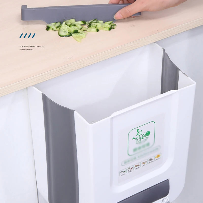 Cubo de basura plegable para cocina, cubo de basura de pared, cubo de basura para puerta de armario de cocina, cubo de basura plegable para vehículos
