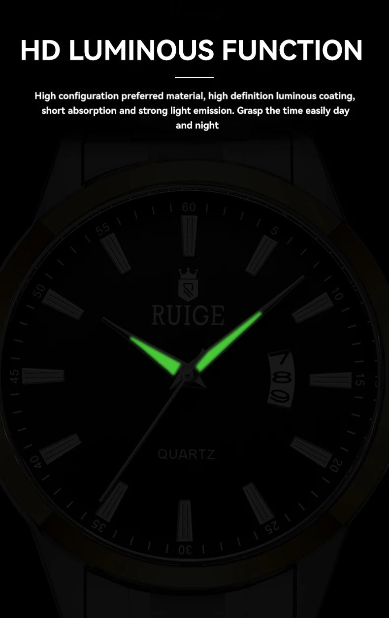 RUIGE Fashion Men's Watch Roman Scale Minimalist Men's Famous Watch Night Glow Waterproof Trendy Watch