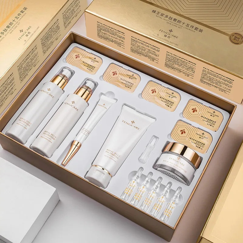 Royal Jelly Moisturizing and Anti-Wrinkle Set Reduces Fine Lines Repairs Skin Hydrates Brightens Anti-Aging Firming Skin care