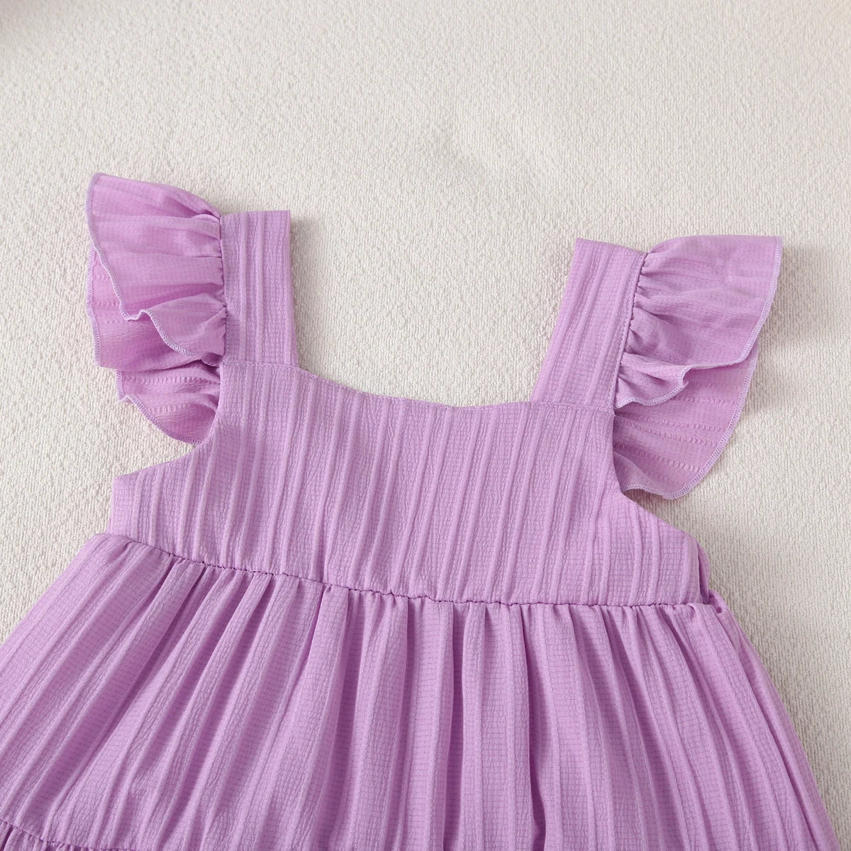 Girls Cake Princess Dress Solid Color Suspender Flying Sleeve Pink Dress Casual Kids Clothes Fashion Summer Wear