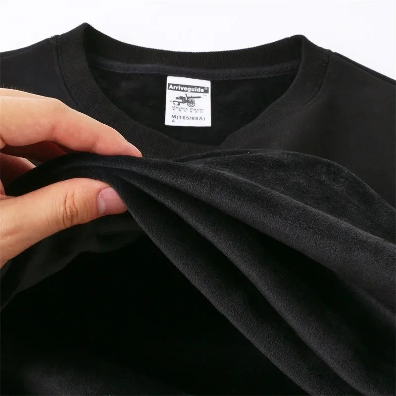 Silver Fox Velvet Pullover Sweatshirt - Loose Fit Long Sleeve Round Neck