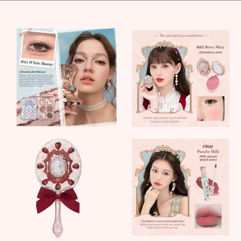 Flower Knows Strawberry Rococo Makeup Set - Eyeshadow, Blush, Lip Kit