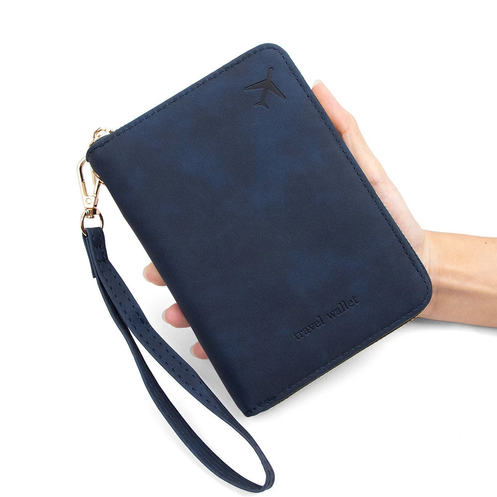 Customized name RFID anti-magnetic passport case with zipper for travel passport holder, multi-functional document storage bag