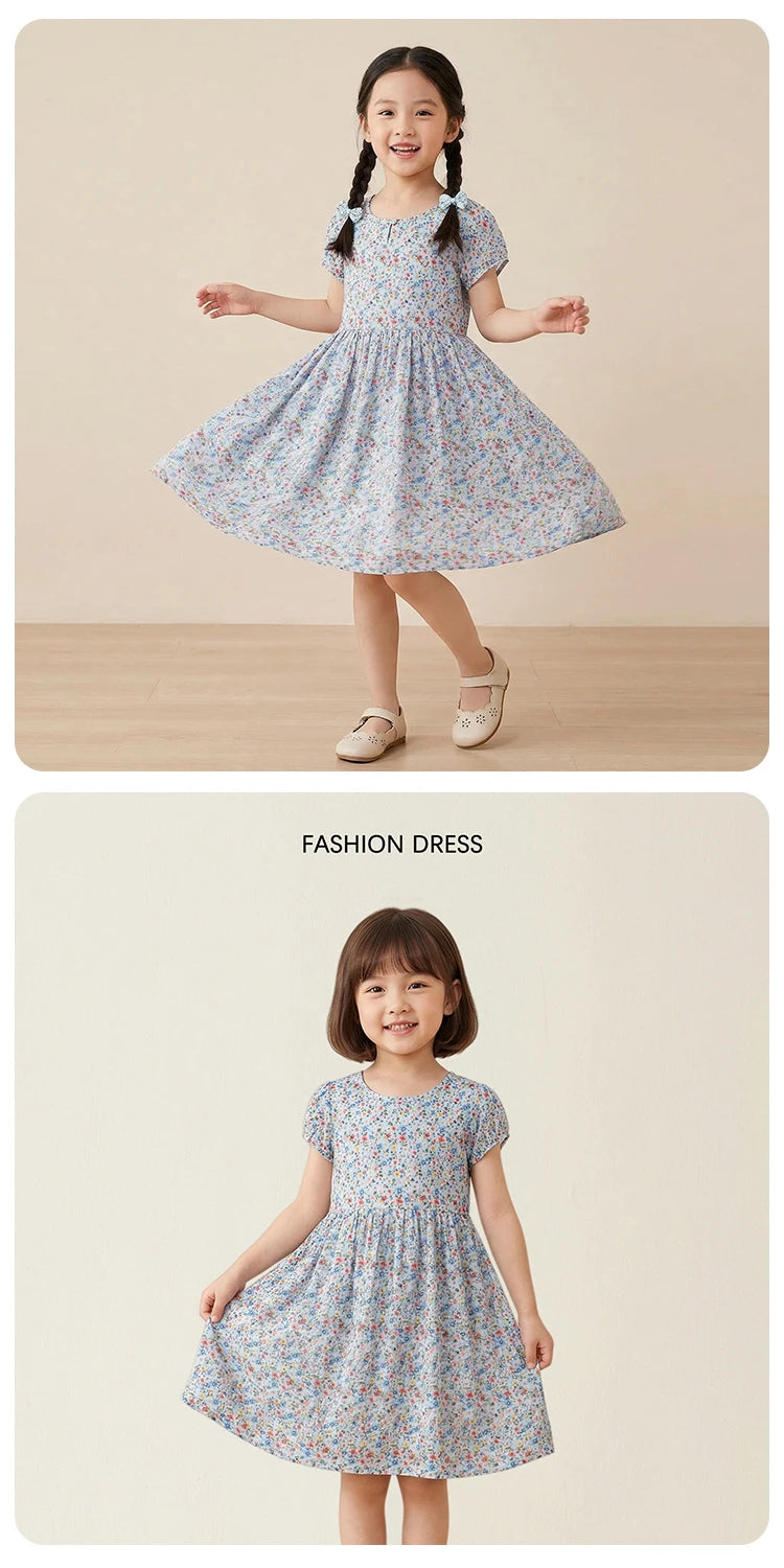 Girl Dress Floral Summer Kids Clothes Girls Children Flower Dresses Flying Sleeve Princess Party Outfit Children's Clothing