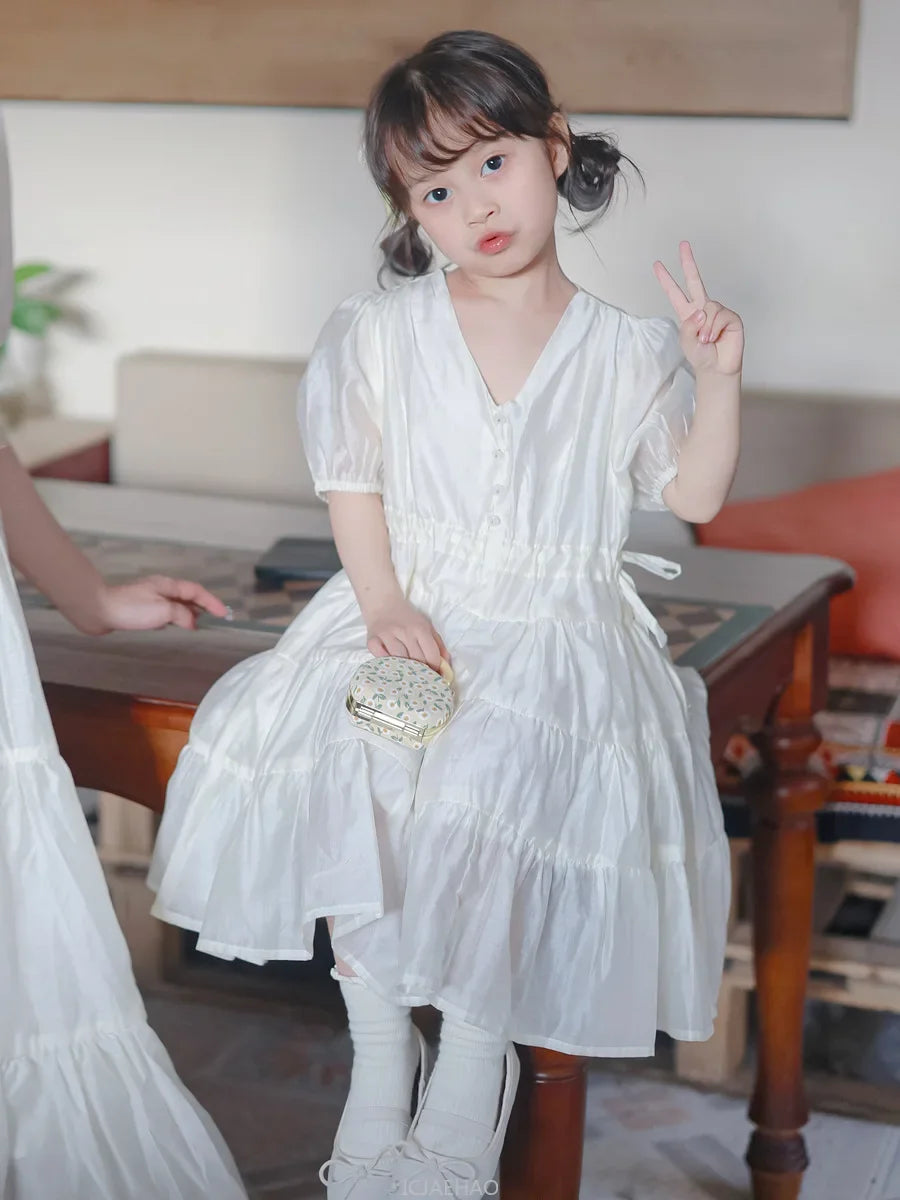 Mommy & Me Matching Dresses – White Green