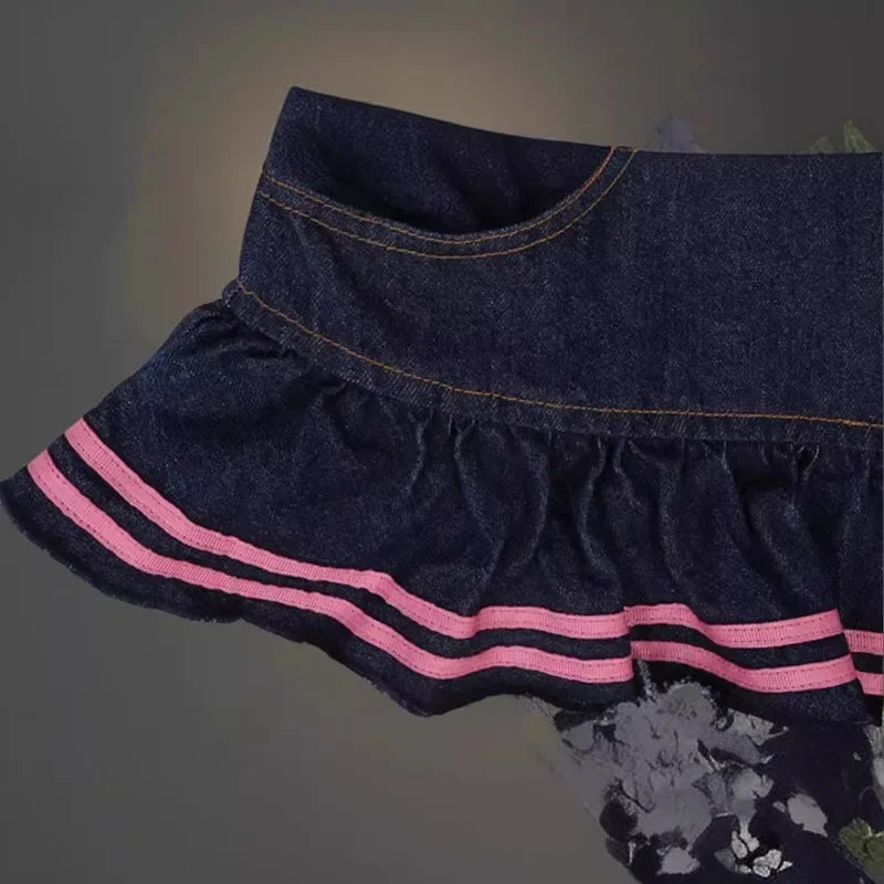 Skirt Women's 2025 New Summer Pink High-grade Pleated Denim Skirt Women's Clothes Bow Sweet Style