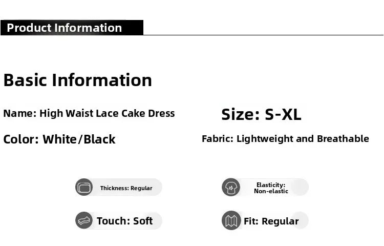 Pure Desire Lace A-Line Mini Skirt High Waist Puffy Sweet Style Short Cake Skirt Cotton Blend Fabric Summer Women's Dress