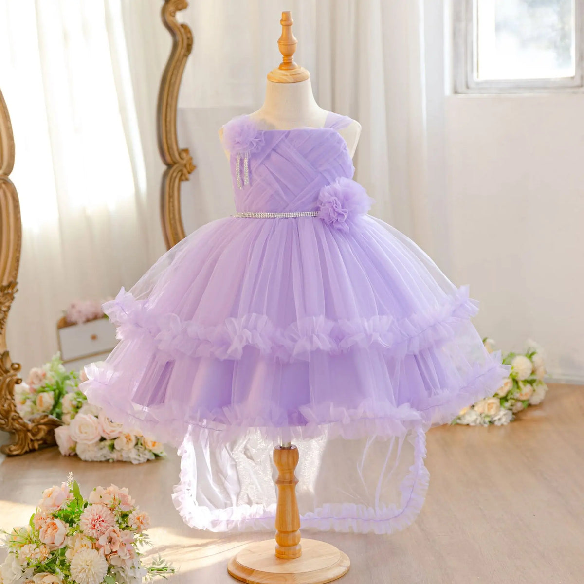 HETISO Baby Girls Princess Dress Summer Tulle Sleeveless Kids Wedding Birthday Party Performance Gown Costumes For Kids