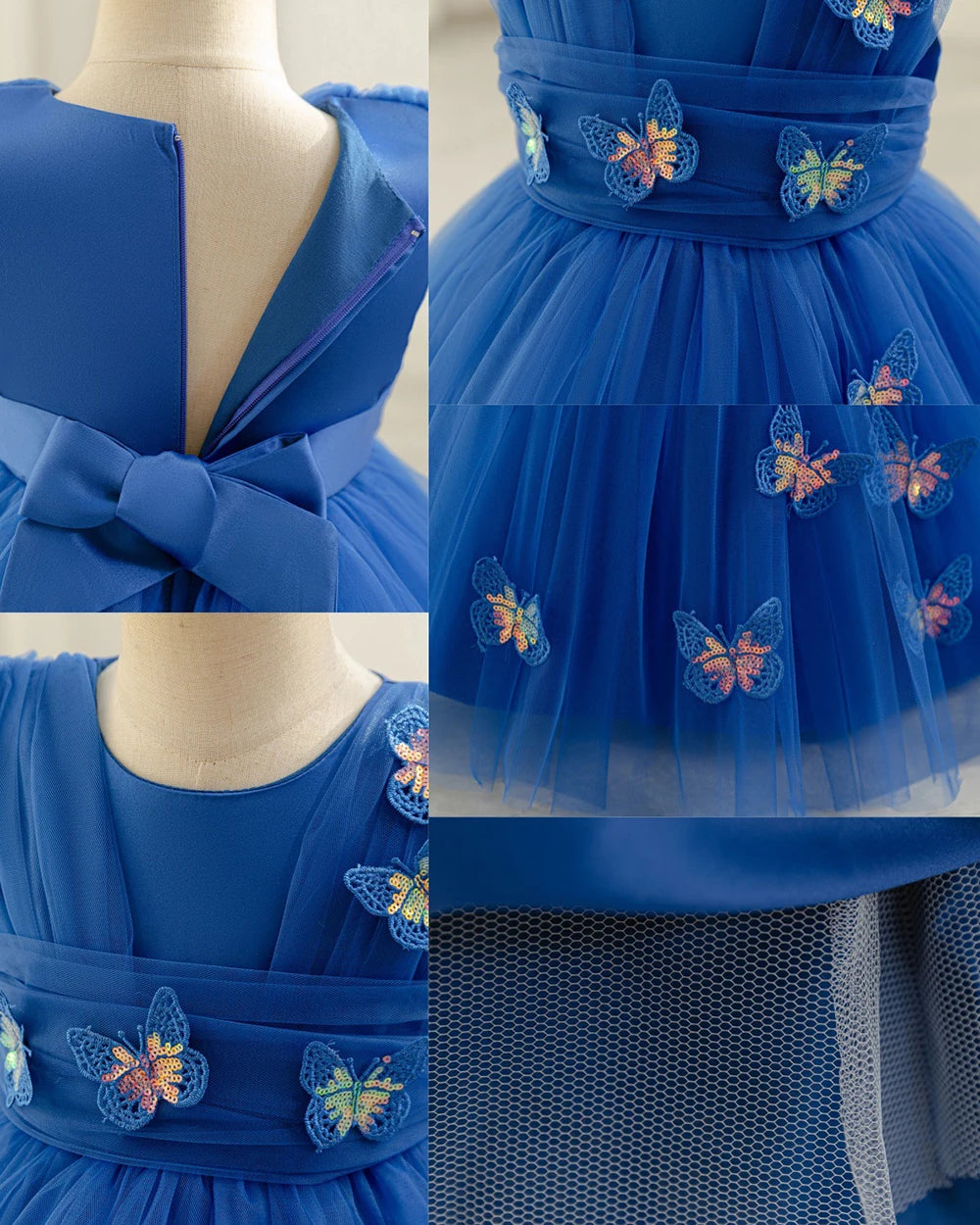 HETISO Butterfly Toddler Baby Dresses Infant Princess Summer Tulle Embroidery Birthday Party Dresses for Kids Girl Gown