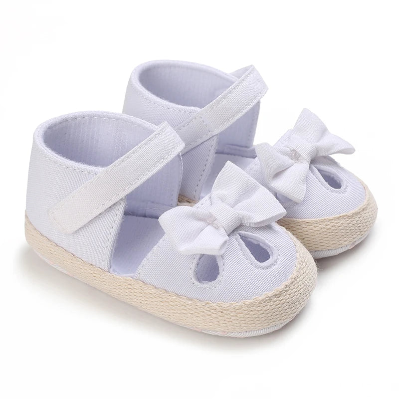 Baby Girls First Walker Sandals - Butterfly Knot Soft Cotton Sole