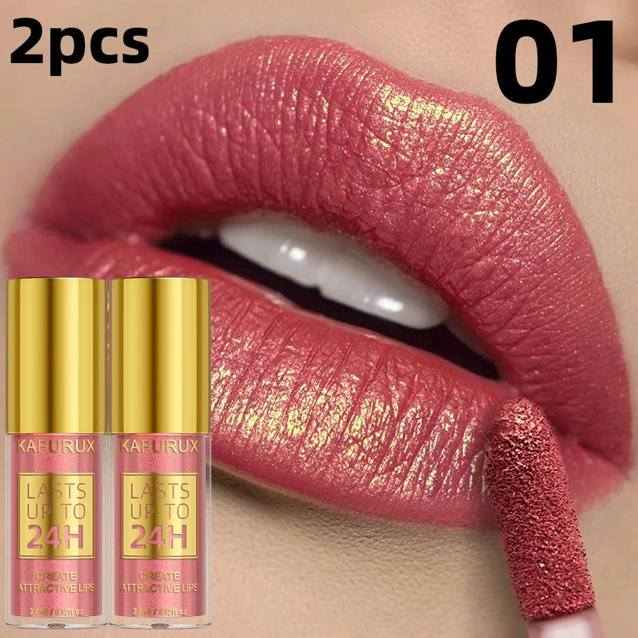 Kafurux Glitter Metallic Lip Gloss - Waterproof Long-Lasting Lip Tint
