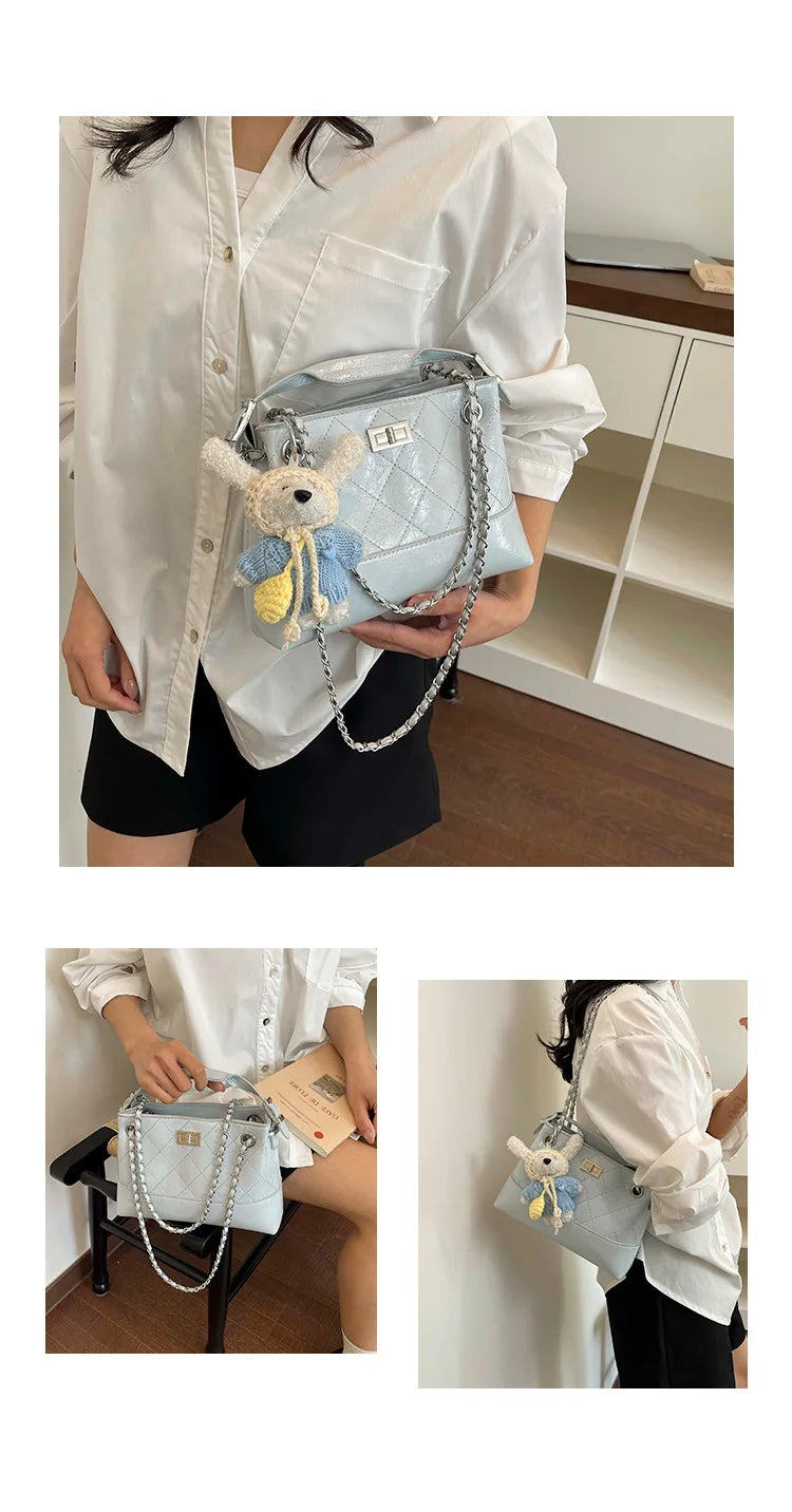 Korean Style Casual Women's Large Capacity Simple Tote Bag Fashion Trendy Underarm Leisure Handbag Daily Match PU Material