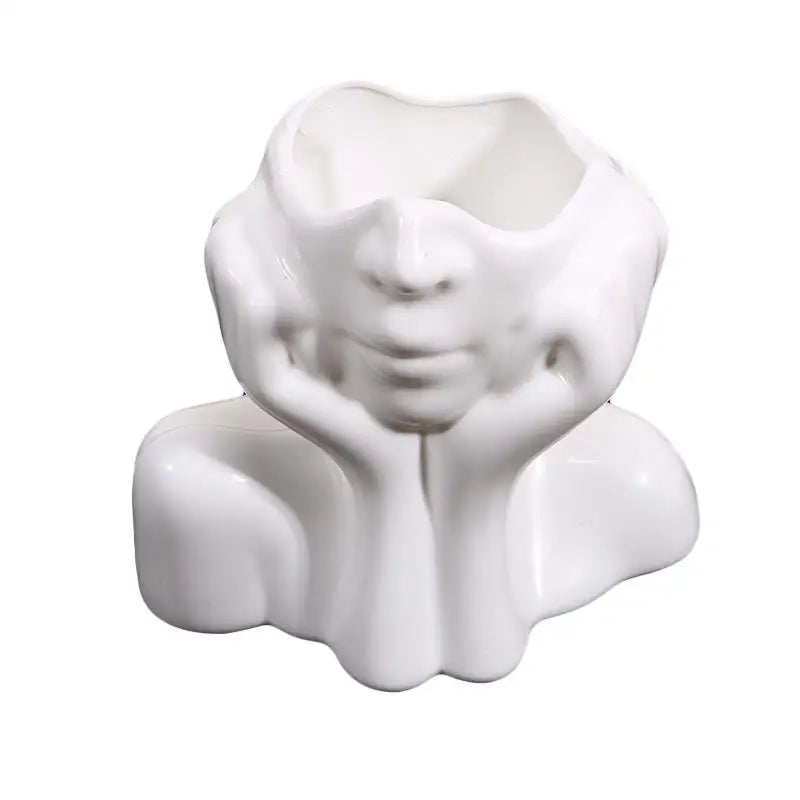 Makeup Brush Holder Human Face Art Desktop Decoration Vase Compatible with Eyebrow Pencils Home Organizer Plastic Material